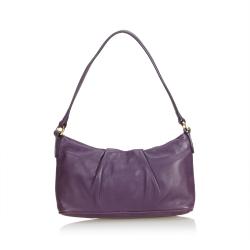 Pre Owned Prada Purple Leather Baguette Bag