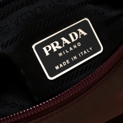 Pre Owned Prada Burgundy Tessuto Nylon Tote 