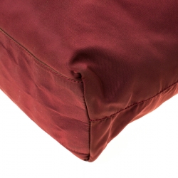 Pre Owned Prada Burgundy Tessuto Nylon Tote 