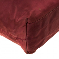 Pre Owned Prada Burgundy Tessuto Nylon Tote 