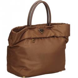 Pre Owned Prada Brown Nylon Shoulder Bag