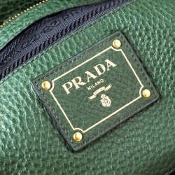 Pre Owned Prada Forest Green Vitello Daino Leather Tote          