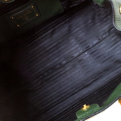 Pre Owned Prada Forest Green Vitello Daino Leather Tote          