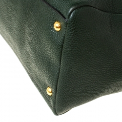 Pre Owned Prada Forest Green Vitello Daino Leather Tote          