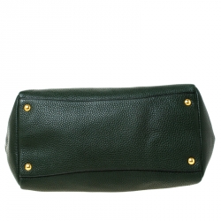Pre Owned Prada Forest Green Vitello Daino Leather Tote          
