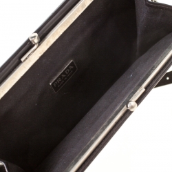 Pre Owned Prada Black Patent Leather Kisslock Sling Wallet