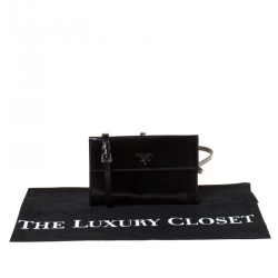 Pre Owned Prada Black Patent Leather Kisslock Sling Wallet