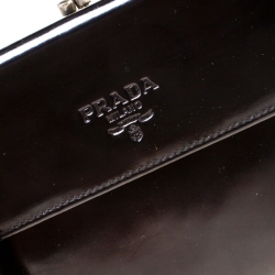 Pre Owned Prada Black Patent Leather Kisslock Sling Wallet