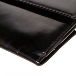 Pre Owned Prada Black Patent Leather Kisslock Sling Wallet