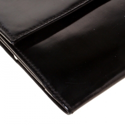 Pre Owned Prada Black Patent Leather Kisslock Sling Wallet