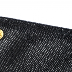 Pre Owned Prada Black Saffiano Lux Leather Continental Wallet