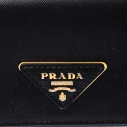 Pre Owned Prada Black Saffiano Lux Leather Continental Wallet