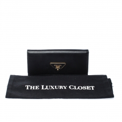 Pre Owned Prada Black Saffiano Lux Leather Continental Wallet