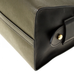 Pre Owned Prada Military Green and Black City Leather Medium Esplanade Satchel