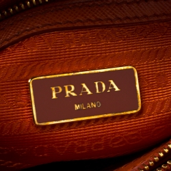 Pre Owned Prada Orange Saffiano Lux Leather Small Promenade Crossbody Bag