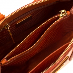 Pre Owned Prada Orange Saffiano Lux Leather Small Promenade Crossbody Bag