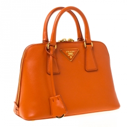Pre Owned Prada Orange Saffiano Lux Leather Small Promenade Crossbody Bag
