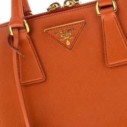Pre Owned Prada Orange Saffiano Lux Leather Small Promenade Crossbody Bag