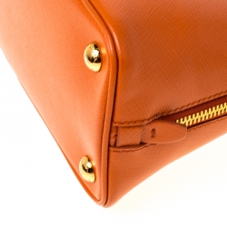 Pre Owned Prada Orange Saffiano Lux Leather Small Promenade Crossbody Bag