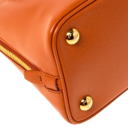 Pre Owned Prada Orange Saffiano Lux Leather Small Promenade Crossbody Bag