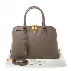 Pre Owned Prada Taupe Saffiano Lux Leather Promenade Bag
