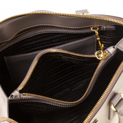 Pre Owned Prada Taupe Saffiano Lux Leather Promenade Bag