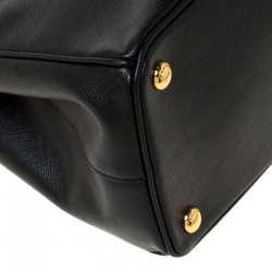 Pre Owned Prada Black Saffiano Lux Leather Double Zip Tote