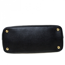 Pre Owned Prada Black Saffiano Lux Leather Double Zip Tote