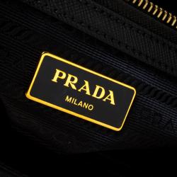 Pre Owned Prada Black Saffiano Lux Leather Double Zip Tote