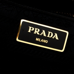 Pre Owned Prada Black Saffiano Leather Medium Double Zip Tote