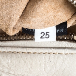 Pre Owned Prada Cream Vitello Shine Leather Fringe Shoulder Bag