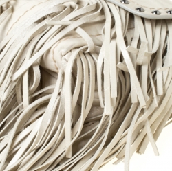 Pre Owned Prada Cream Vitello Shine Leather Fringe Shoulder Bag