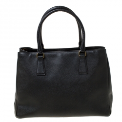 Pre Owned Prada Black Saffiano Leather Medium Galleria Tote