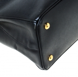 Pre Owned Prada Black Saffiano Leather Medium Galleria Tote