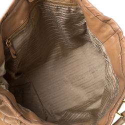 Pre Owned Prada Tan Gathered Leather Tote