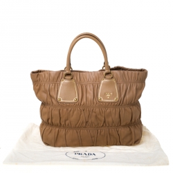 Pre Owned Prada Tan Gathered Leather Tote