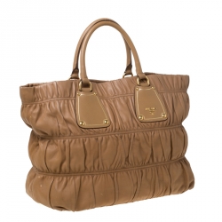 Pre Owned Prada Tan Gathered Leather Tote