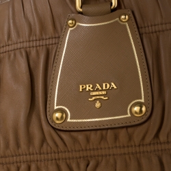 Pre Owned Prada Tan Gathered Leather Tote