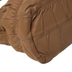 Pre Owned Prada Tan Gathered Leather Tote