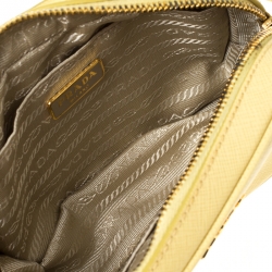Pre Owned Prada Light Yellow Saffiano Leather Camera Crossbody Bag