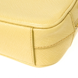 Pre Owned Prada Light Yellow Saffiano Leather Camera Crossbody Bag