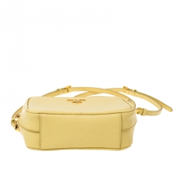 Pre Owned Prada Light Yellow Saffiano Leather Camera Crossbody Bag