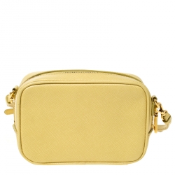 Pre Owned Prada Light Yellow Saffiano Leather Camera Crossbody Bag