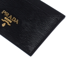 Pre Owned Prada Black Leather Logo Card Holder