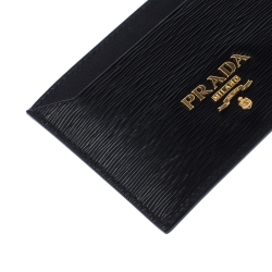 Pre Owned Prada Black Leather Logo Card Holder