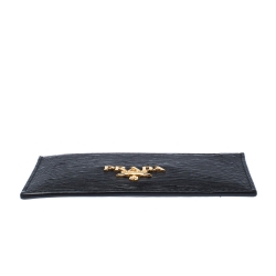 Pre Owned Prada Black Leather Logo Card Holder