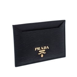 Pre Owned Prada Black Leather Logo Card Holder
