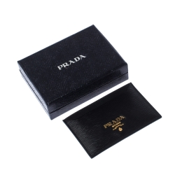 Pre Owned Prada Black Leather Logo Card Holder