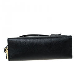 Pre Owned Prada Black Saffiano Leather Crossbody Bag