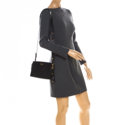 Pre Owned Prada Black Saffiano Leather Crossbody Bag